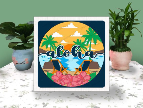 ALOHA Summer 3D Box Paper Svg for Crafting