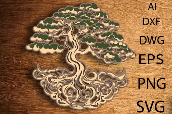 Bonsai Tree 3D Mandala Svg, Multilayer