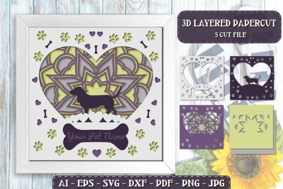 Charming Basset Hound Papercut: A 3D Layered Design for Crafters