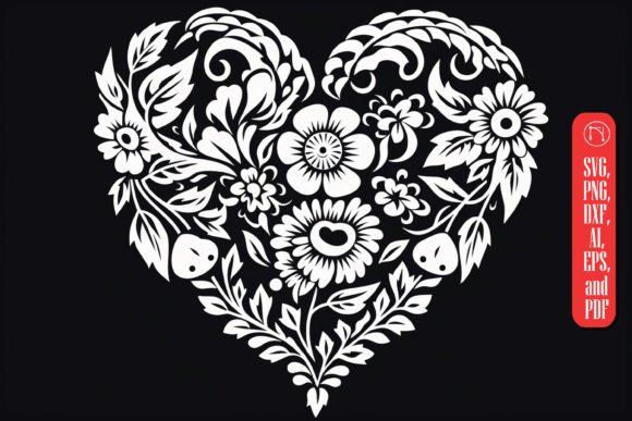 Cricut Paper Cut Floral Heart SVG