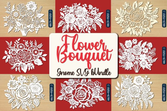 Flower Bouquet Paper Cut Design SVG Bundle