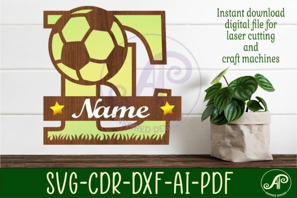 Football or Soccer Monogram E Letter