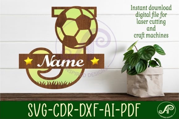 Football or Soccer Monogram J Letter