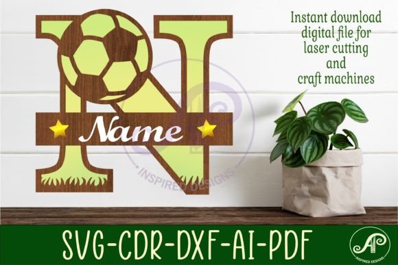 Football or Soccer Monogram N Letter