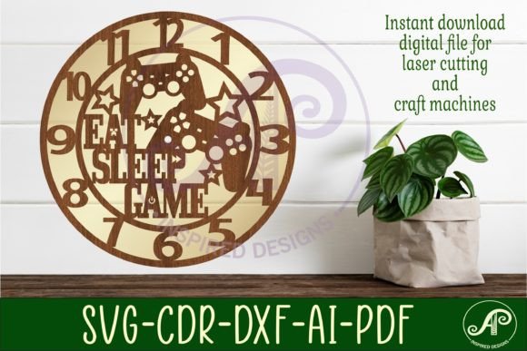 Gamer Wall Clock Laser Cut Files: SVG & Multi-Format Design