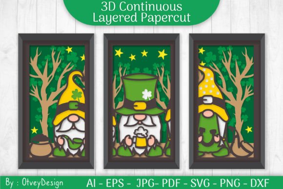 Gnome ST Patrick's Day Continuous: Creative SVG Cut File Design
