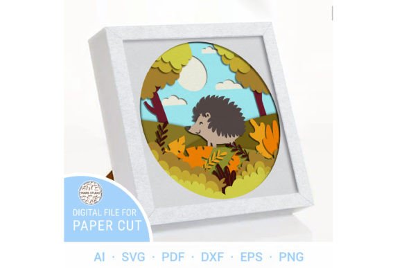 HEDGEHOG Shadow Box: Autumn Art Decor