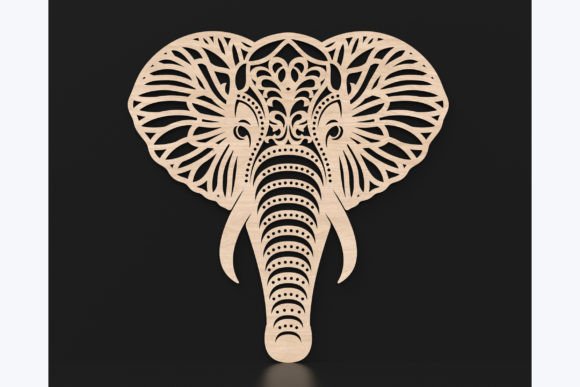 Laser Cut Elephant Head SVG: Majestic Wall Art Files