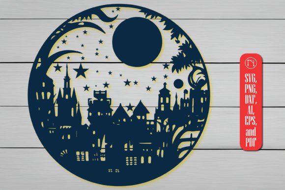 Moon Papercut Wall Decor SVG: Celestial Crafting Elegance