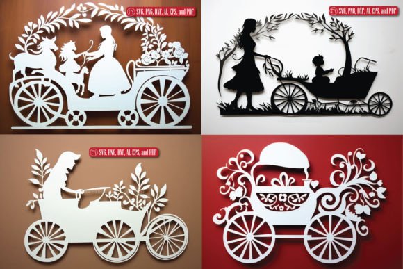 Pram New Baby Paper Cut SVG Bundle for Celebrations