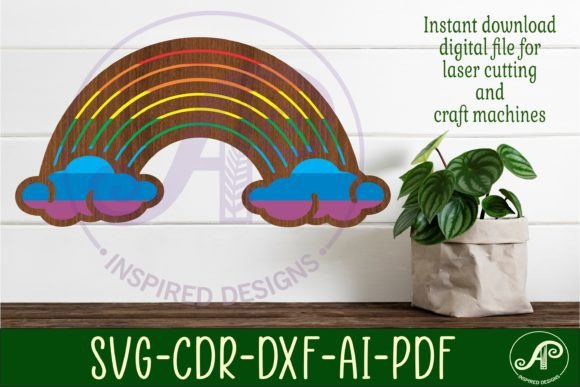 Rainbow Two Layer Wall Sign SVG Laser Cut Design