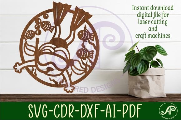 Snorkeling Girl Wall Art Sign: SVG & Laser Cut File
