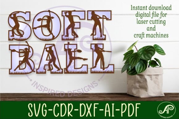 Softball Female Player Silhouette Letter