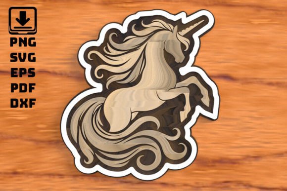 Unicorn Design 3D: Multi-Layer Cut File for Crafts